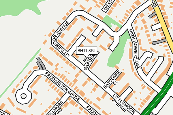 BH11 8PJ map - OS OpenMap – Local (Ordnance Survey)