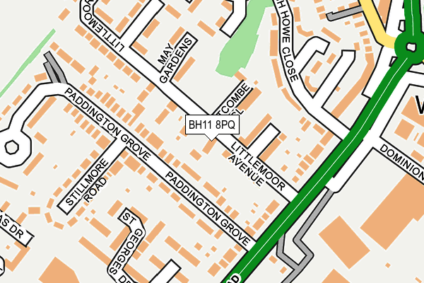 BH11 8PQ map - OS OpenMap – Local (Ordnance Survey)