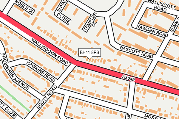 BH11 8PS map - OS OpenMap – Local (Ordnance Survey)