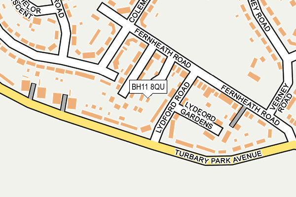 BH11 8QU map - OS OpenMap – Local (Ordnance Survey)