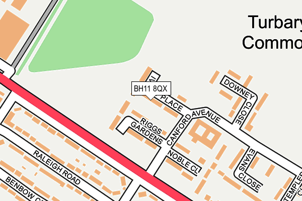 BH11 8QX map - OS OpenMap – Local (Ordnance Survey)
