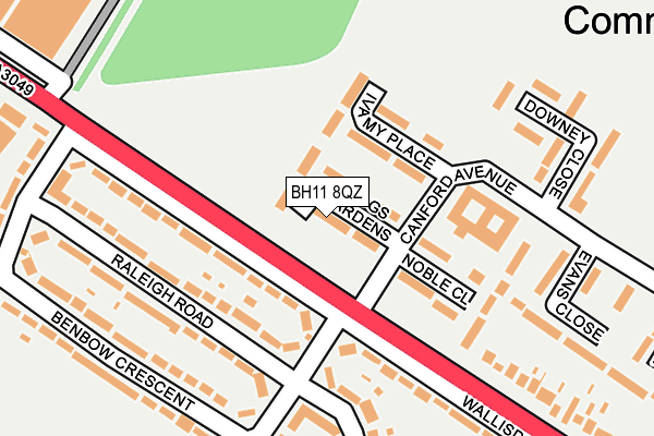 BH11 8QZ map - OS OpenMap – Local (Ordnance Survey)