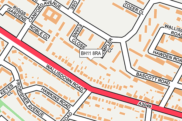 BH11 8RA map - OS OpenMap – Local (Ordnance Survey)
