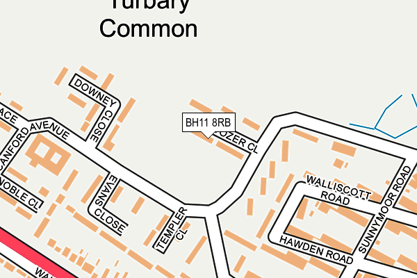 BH11 8RB map - OS OpenMap – Local (Ordnance Survey)