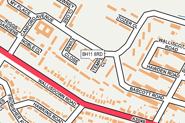 BH11 8RD map - OS OpenMap – Local (Ordnance Survey)