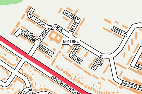 BH11 8RE map - OS OpenMap – Local (Ordnance Survey)