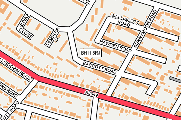 BH11 8RJ map - OS OpenMap – Local (Ordnance Survey)