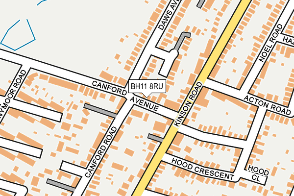 BH11 8RU map - OS OpenMap – Local (Ordnance Survey)