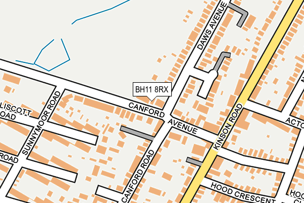 BH11 8RX map - OS OpenMap – Local (Ordnance Survey)
