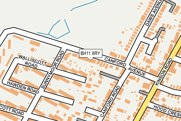 BH11 8RY map - OS OpenMap – Local (Ordnance Survey)