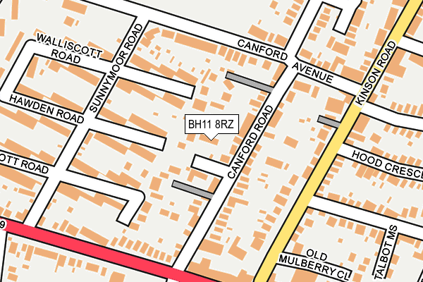 BH11 8RZ map - OS OpenMap – Local (Ordnance Survey)