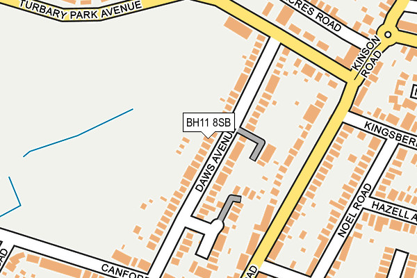 BH11 8SB map - OS OpenMap – Local (Ordnance Survey)