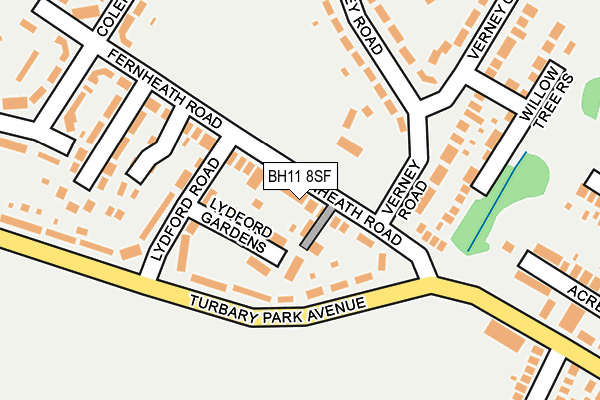 BH11 8SF map - OS OpenMap – Local (Ordnance Survey)