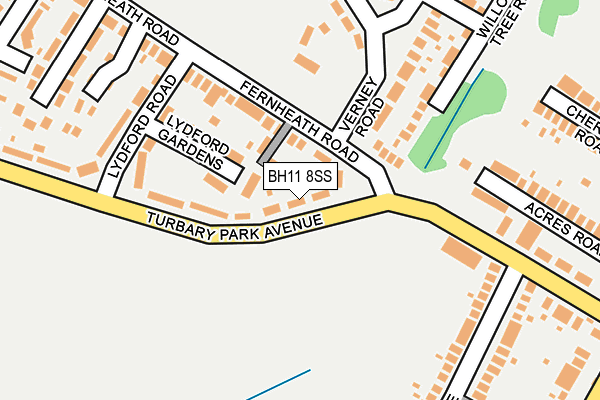 BH11 8SS map - OS OpenMap – Local (Ordnance Survey)