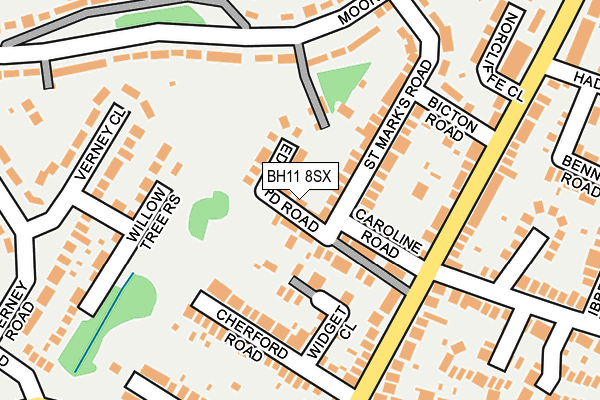 BH11 8SX map - OS OpenMap – Local (Ordnance Survey)