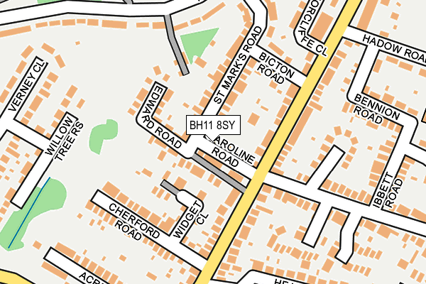 BH11 8SY map - OS OpenMap – Local (Ordnance Survey)