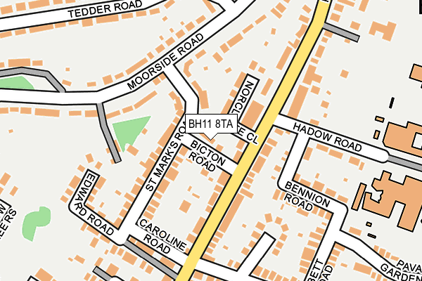BH11 8TA map - OS OpenMap – Local (Ordnance Survey)
