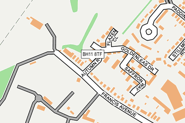 BH11 8TF map - OS OpenMap – Local (Ordnance Survey)