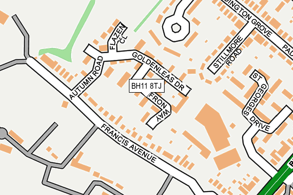 BH11 8TJ map - OS OpenMap – Local (Ordnance Survey)
