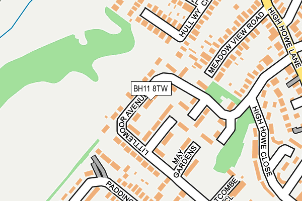 BH11 8TW map - OS OpenMap – Local (Ordnance Survey)