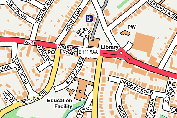 BH11 9AA map - OS OpenMap – Local (Ordnance Survey)