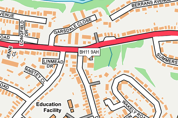 BH11 9AH map - OS OpenMap – Local (Ordnance Survey)