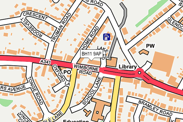 BH11 9AP map - OS OpenMap – Local (Ordnance Survey)