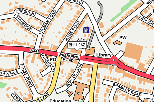 BH11 9AZ map - OS OpenMap – Local (Ordnance Survey)