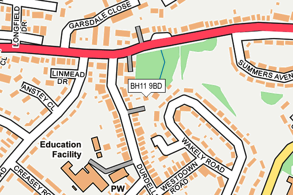 BH11 9BD map - OS OpenMap – Local (Ordnance Survey)