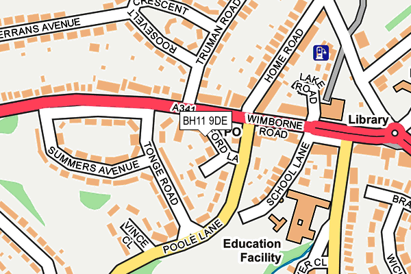 BH11 9DE map - OS OpenMap – Local (Ordnance Survey)