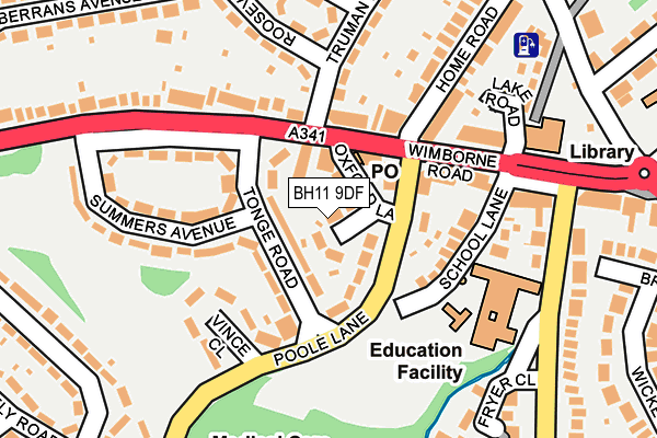 BH11 9DF map - OS OpenMap – Local (Ordnance Survey)