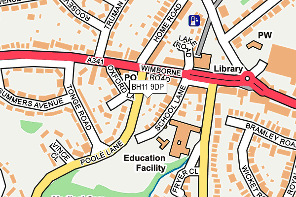 BH11 9DP map - OS OpenMap – Local (Ordnance Survey)