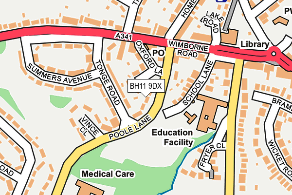 BH11 9DX map - OS OpenMap – Local (Ordnance Survey)