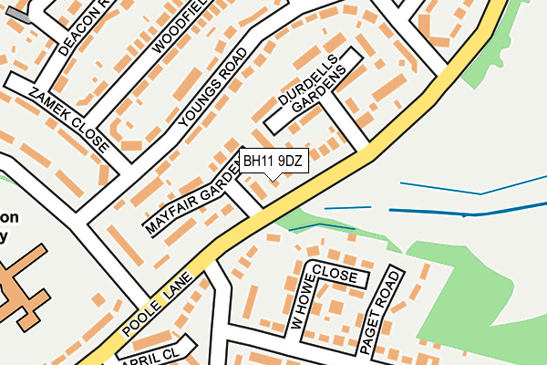 BH11 9DZ map - OS OpenMap – Local (Ordnance Survey)