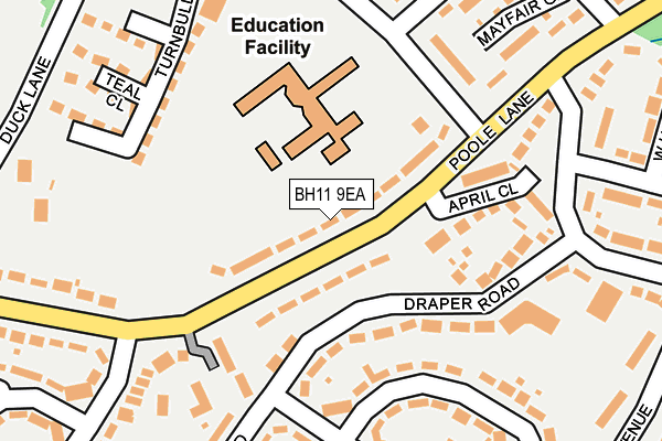 BH11 9EA map - OS OpenMap – Local (Ordnance Survey)