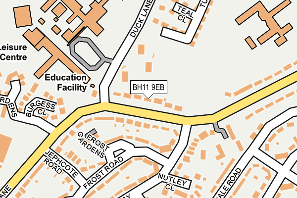BH11 9EB map - OS OpenMap – Local (Ordnance Survey)