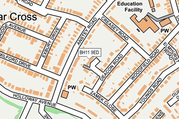 BH11 9ED map - OS OpenMap – Local (Ordnance Survey)