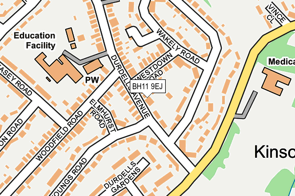 BH11 9EJ map - OS OpenMap – Local (Ordnance Survey)