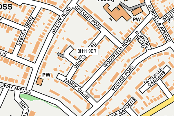 BH11 9ER map - OS OpenMap – Local (Ordnance Survey)
