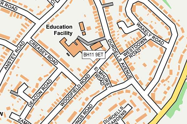 BH11 9ET map - OS OpenMap – Local (Ordnance Survey)
