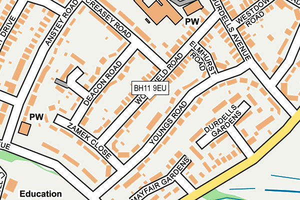 BH11 9EU map - OS OpenMap – Local (Ordnance Survey)