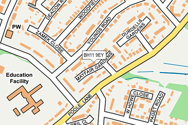 BH11 9EY map - OS OpenMap – Local (Ordnance Survey)