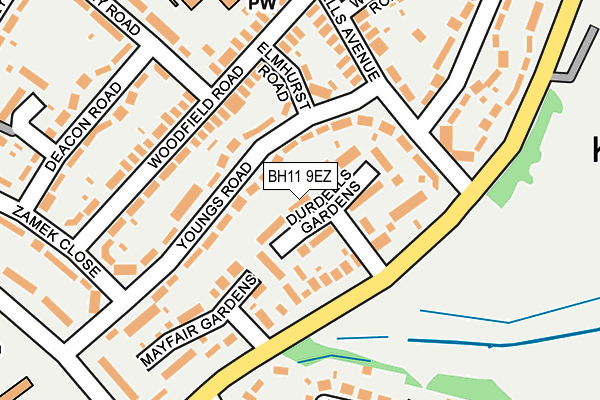 BH11 9EZ map - OS OpenMap – Local (Ordnance Survey)