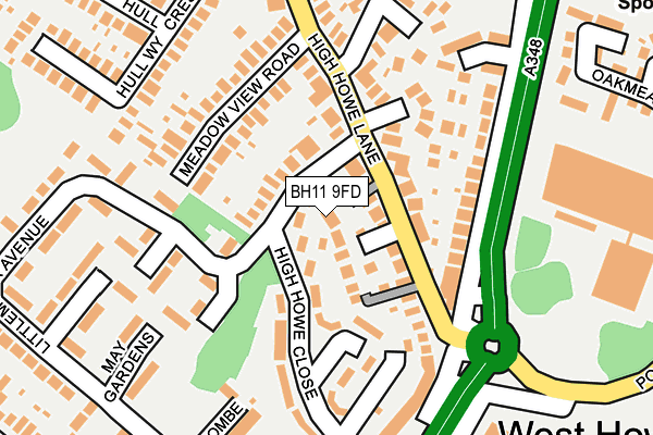 BH11 9FD map - OS OpenMap – Local (Ordnance Survey)