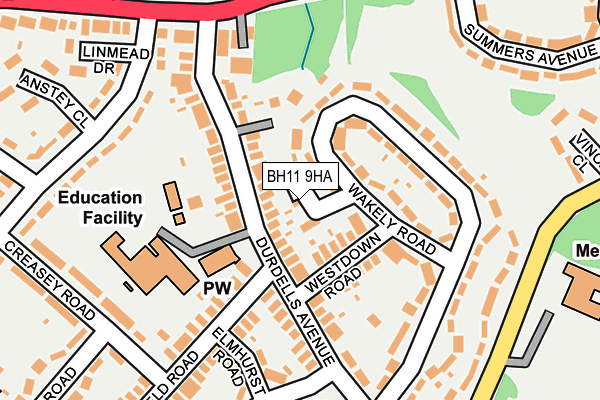 BH11 9HA map - OS OpenMap – Local (Ordnance Survey)