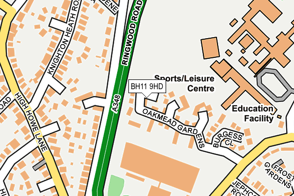 BH11 9HD map - OS OpenMap – Local (Ordnance Survey)