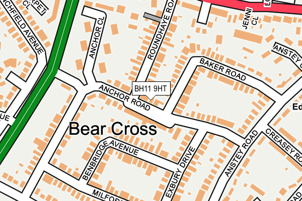 BH11 9HT map - OS OpenMap – Local (Ordnance Survey)