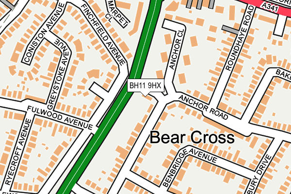 BH11 9HX map - OS OpenMap – Local (Ordnance Survey)
