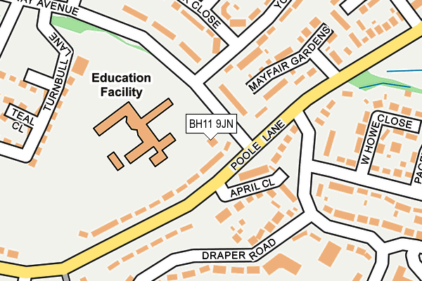 BH11 9JN map - OS OpenMap – Local (Ordnance Survey)