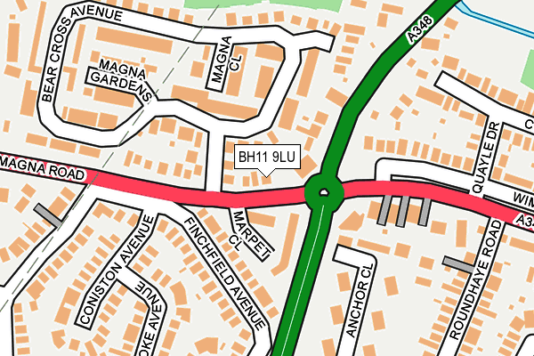 BH11 9LU map - OS OpenMap – Local (Ordnance Survey)